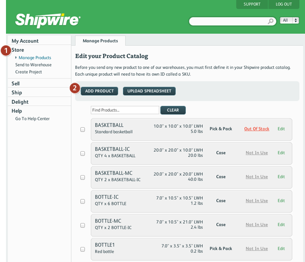 Adding order fulfillment products: units