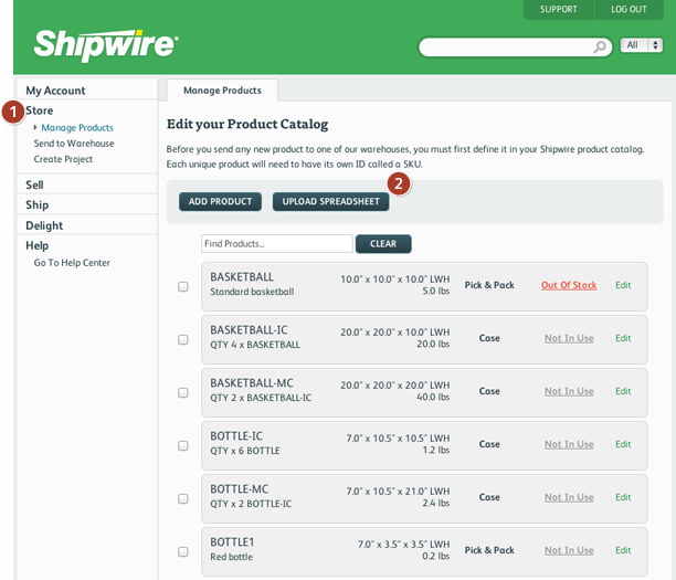 Adding order fulfillment products: units